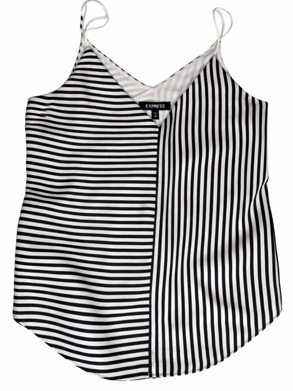 Express Black & White Striped V-Neck Cami
